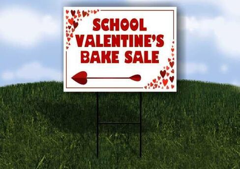 School Valentine’S Bake Sale Red Frame With Hearts Up Arrows A-Frame Single Sided 23x23 in. sign in Saudi Arabia