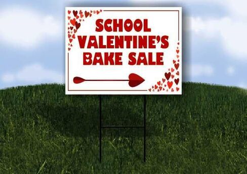 School Valentine’S Bake Sale Red Frame With Hearts Up Arrows A-Frame Single Sided 23x23 in. sign in Saudi Arabia
