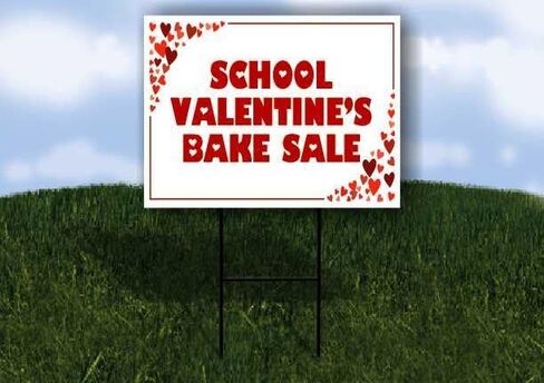 School Valentine’S Bake Sale Red Frame With Hearts Up Arrows A-Frame Single Sided 23x23 in. sign in Saudi Arabia