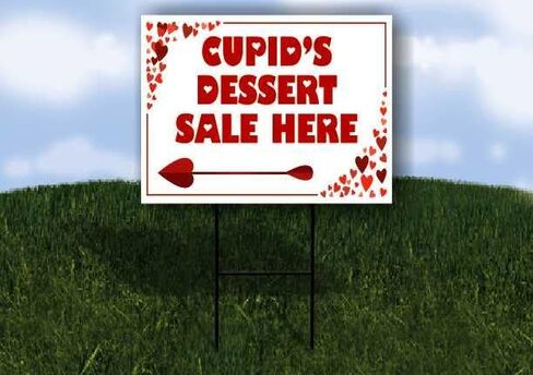 Cupid’S Dessert Sale Here Red Frame With Hearts Up Arrows A-Frame Single Sided 23x23 in. sign in Kuwait