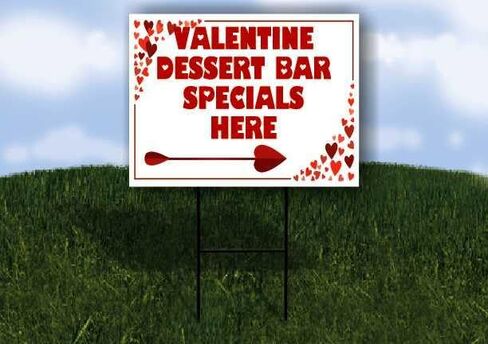 Valentine Dessert Bar Specials Here Red Frame With Hearts Up Arrows A-Frame Single Sided 23x23 in. sign in Kuwait