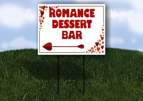 Romance Dessert Bar Red Frame With Hearts Up Arrows A-Frame Single Sided 23x23 in. sign in Kuwait