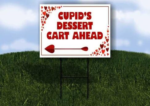 Cupid’S Dessert Cart Ahead Red Frame With Hearts Directional Arrows A-Frame Double Sided 23x23 in. sign in Kuwait