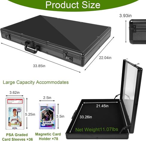 JIAYAN Trading Card Display Case: 34"x22" Aluminum Display Case with 2 Password Lock for Exhibitions - Portable Trade Show Display Table Top Showcase with Handle for Collectible Cards (Black) in Saudi Arabia