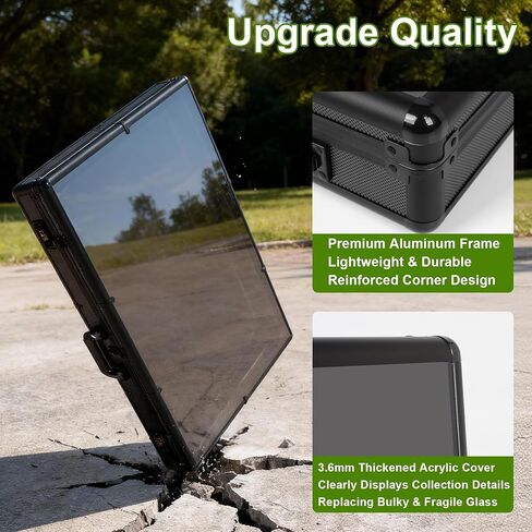 JIAYAN Trading Card Display Case: 34"x22" Aluminum Display Case with 2 Password Lock for Exhibitions - Portable Trade Show Display Table Top Showcase with Handle for Collectible Cards (Black) in Saudi Arabia