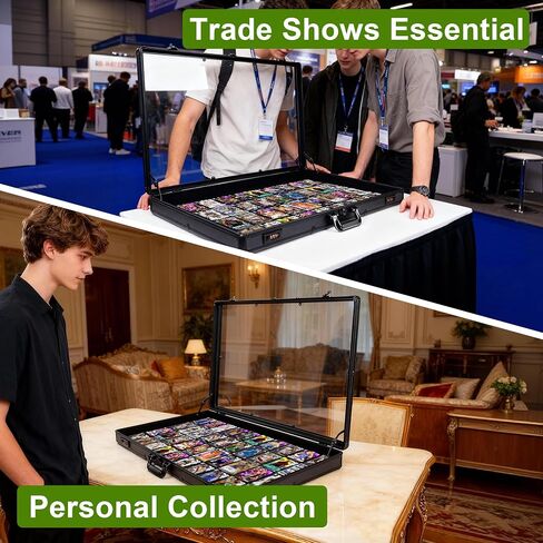 JIAYAN Trading Card Display Case: 34"x22" Aluminum Display Case with 2 Password Lock for Exhibitions - Portable Trade Show Display Table Top Showcase with Handle for Collectible Cards (Black) in Saudi Arabia