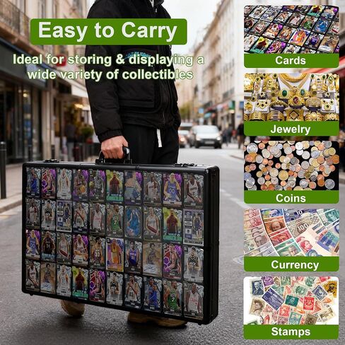 JIAYAN Trading Card Display Case: 34"x22" Aluminum Display Case with 2 Password Lock for Exhibitions - Portable Trade Show Display Table Top Showcase with Handle for Collectible Cards (Black) in Saudi Arabia