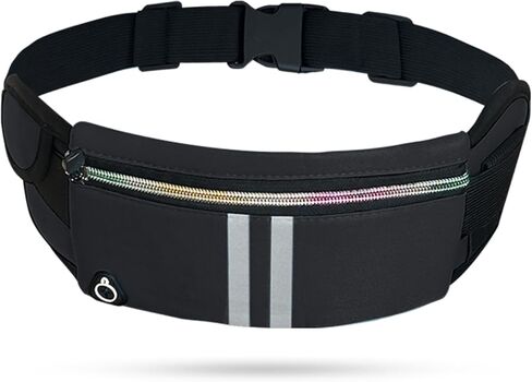 حامل الهاتف للجري، حقيبة الخصر، حزام الركض العاكس، حزام الجيب، متوافق مع iPhone للمشي لمسافات طويلة وركوب الدراجات (أسود) in Kuwait