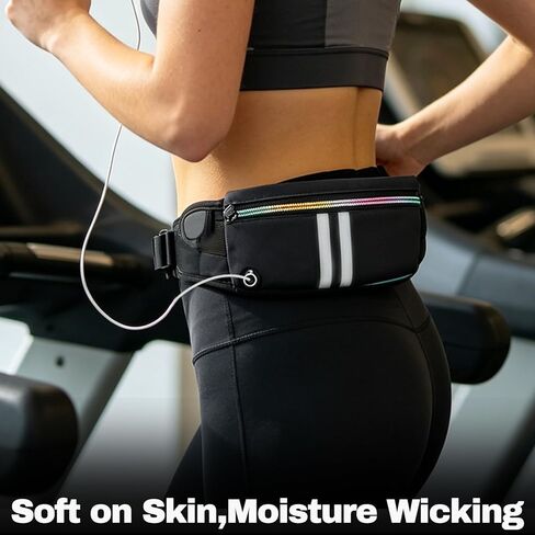 حامل الهاتف للجري، حقيبة الخصر، حزام الركض العاكس، حزام الجيب، متوافق مع iPhone للمشي لمسافات طويلة وركوب الدراجات (أسود) in Kuwait
