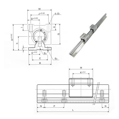 Linear Guide SBR16 2 Linear Guides 300 400 500 800 1000 1500 + 4pcs SBR16UU CNC Parts Block(1200mm) in Saudi Arabia
