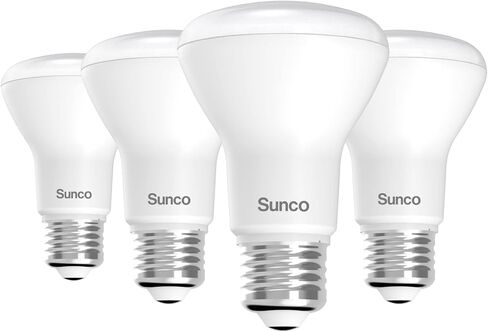 Sunco BR20 LED Bulb Dimmable, Small Recessed Lighting Bulbs, R20 Mini Flood Light Indoor, 550 LM, 7W (50W Equivalent), 2700K Soft White, E26 Base, Can Light for Home, Kitchen, Bedroom UL 4 Pack. in Saudi Arabia