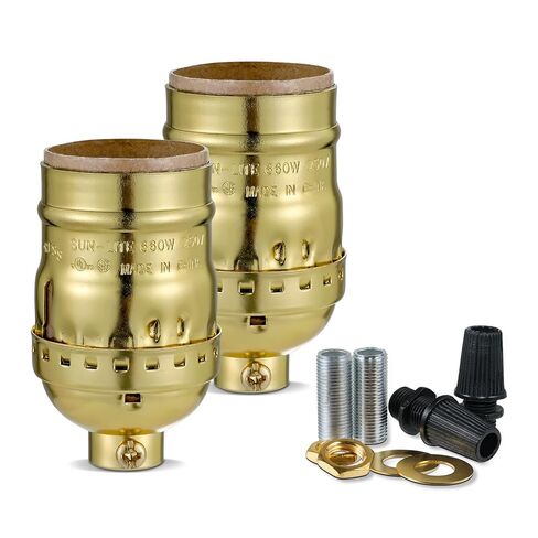 مقبس مصباح بدون مفتاح، مقبس إضاءة عتيق متوسط ​​الحجم قياسي E26، استبدال حامل مقبس مصباح إديسون، بدون مفتاح، مدرج في قائمة UL (2، نحاس عتيق) in Kuwait