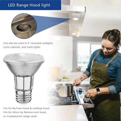 PAR20 7W LED Range Hood Light,E26 120V Dimmable Warm White 595lm, Waterproof IP65, Replacement 50W Halogen Cup. Spot Bulbs for Kitchen Appliances, Track Lighting, Outdoor Landscaping 2 Pack in Kuwait