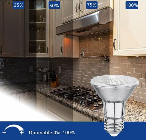 PAR20 7W LED Range Hood Light,E26 120V Dimmable Warm White 595lm, Waterproof IP65, Replacement 50W Halogen Cup. Spot Bulbs for Kitchen Appliances, Track Lighting, Outdoor Landscaping 2 Pack in Kuwait