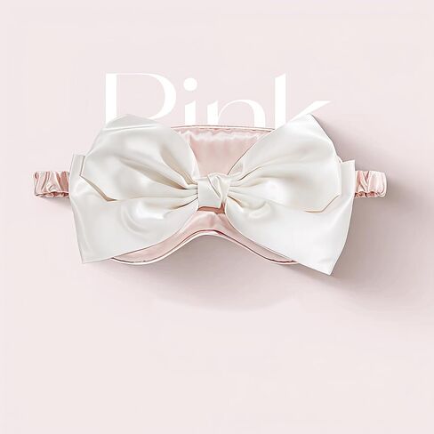 Sleep Mask Adjustable Silk Blackout Eye Mask with Bowknot Princess Style Perfect for Home Photography and Flights (Pink) in Saudi Arabia