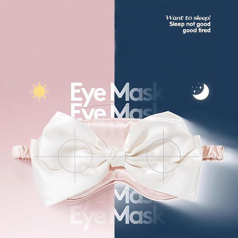 Sleep Mask Adjustable Silk Blackout Eye Mask with Bowknot Princess Style Perfect for Home Photography and Flights (Pink) in Saudi Arabia
