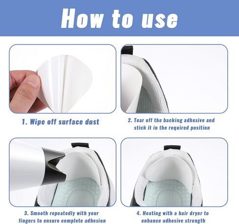 8pcs 2 Sizes Shoe Heel Repair, Heel Pads for Shoes, Self-Adhesive Inside Shoe Patches Kit, Quick Self-Adhesive Hole Repairs for Sneakers and Flats, Heel Pads (White) in Saudi Arabia