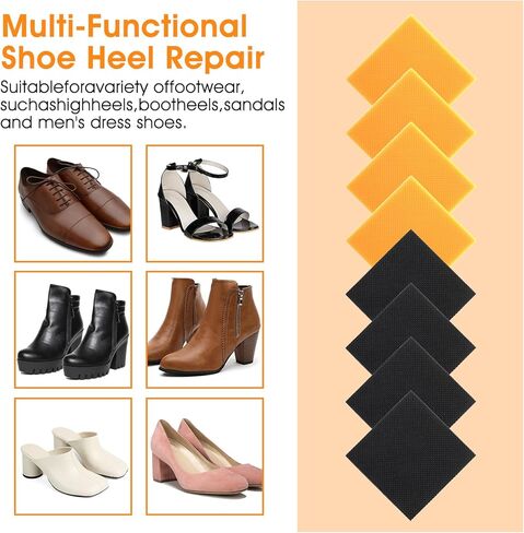 8 Pcs High Heel Patch Square Sole Repair Tips - Heel Tips Replacement Kit, Non-Slip Heels Pads for High Heels Repair, Rubber Replacement, Sole Protector for Shoe in Saudi Arabia