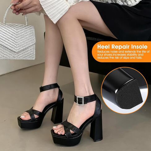 8 Pcs High Heel Patch Square Sole Repair Tips - Heel Tips Replacement Kit, Non-Slip Heels Pads for High Heels Repair, Rubber Replacement, Sole Protector for Shoe in Saudi Arabia