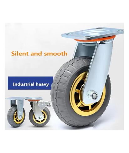 1 Pack of 4-inch Brake Wheel Heavy-Duty casters Silent Rubber Flat cart Shock Absorption with Brake in Saudi Arabia