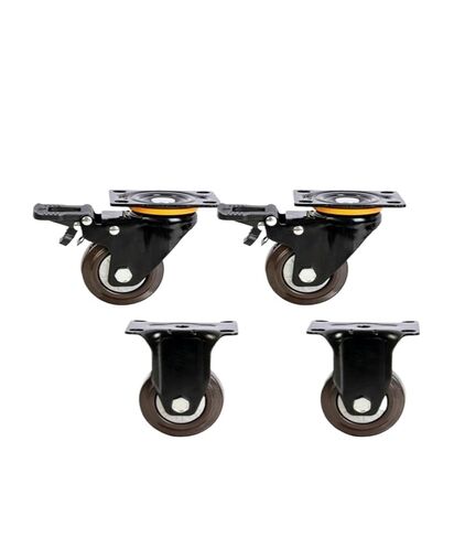 (Pack of 4) 3 Inch Wheels Heavy Duty Casters Swivel Flat Rubber Trolley Silent Directional Brake(B) in Saudi Arabia