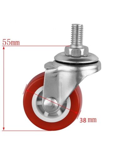 [Pack of 10] 1.5-inch red Screw Caster M8 Universal Roller PVC Plastic Wheel Glass Mechanical Backup in Saudi Arabia