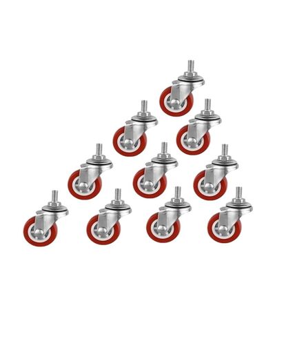 [Pack of 10] 1.5-inch red Screw Caster M8 Universal Roller PVC Plastic Wheel Glass Mechanical Backup in Saudi Arabia