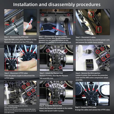AMS Active Extrusion Wheel Assembly for Bambu Lab X1/X1C/X1E/P1P/P1S 3D Printer, Direct Drive Gear Replacement for Driving Filament Forward - Ensured Smooth Printing in Kuwait
