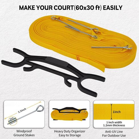 Professional Outdoor Volleyball Net Set for Backyard Beach with 1.7" Aluminum Poles, 45-ply HDPE Net, PU Volleyball and Pump, Boundary Line, Large Carry Bag - Anti-sag & Easy Setup in Saudi Arabia