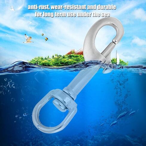 Rotating Snap Hook, 316 Stainless Steel Single Head Hook Swivel Eye Snap Connector for Keychain Clip, Dog Leashes, Underwater Safety Rope (Silver) in Saudi Arabia