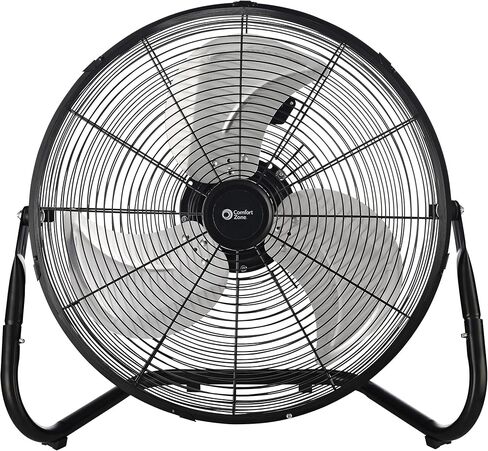 مروحة أرضية صناعية عالية السرعة مقاس 18 بوصة من Comfort Zone، مروحة متجر معدنية شديدة التحمل بثلاث سرعات مع مقبض قابل للإمالة والحمل بزاوية 180 درجة، تبريد هادئ خالٍ من الاهتزاز للمرآب وورش العمل والمنزل in Kuwait