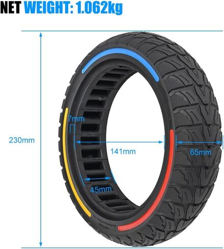 9.5x2.5-6.1 9.5" Off-Road Honeycomb Tire, Air Pocket Non-Pneumatic Solid Tyre w/Slot 45mm Replacement for NIU KQi3 Pro/Max/Sport Scooter Electric KickScooter Tyre Wheel Parts (A x2) in Saudi Arabia