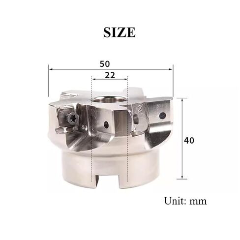 قاطع مطحنة الوجه، فتحة أربور 0.87 بوصة، قطر القطع 2 بوصة 88 درجة تغذية سريعة 5 قطع طحن المزامير in Kuwait