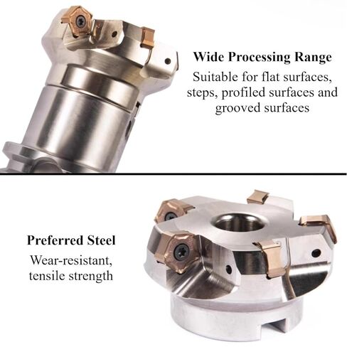 2 حزمة 1.6 "× 6-1 / 2" 66 درجة مطحنة وجه قابلة للفهرسة 10 مزامير 2.1 "ارتفاع قاطعة الطحن للقطع الثقيل تغذية سريعة مقاومة منخفضة in Kuwait