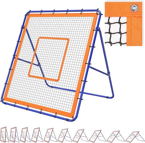KingDolly Heavy-Duty Baseball Rebounder Net 4x4.5FT, Pitch Back Trainer with 10 Adjustable Angles for Baseball & Softball Solo Practice - Bounce Back Net for Ground/Line Drive/Fly Balls Return in Kuwait