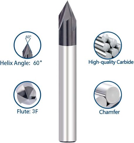 1Pcs Carbide Chamfer End Mill V Groove Router Bit 60 Degree 3 Flutes 1/4 Inch Shank Milling Cutter CNC Router Bit Carbide Endmills CNC Cutter in Saudi Arabia