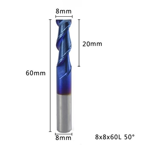 Carbide Flat Nose End Mill Cutter CNC Router Bits 2 Flute Nano Blue Coated Flat End Mill 1-12mm Carbide End Milling Bit CNC Milling Tool Router Bit in Saudi Arabia