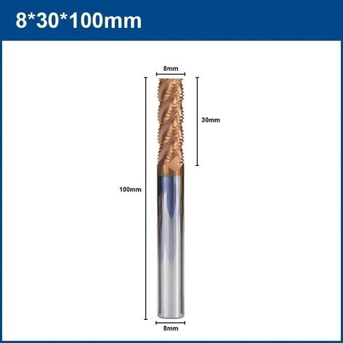 1pcs 4 Flute Roughing End Mill 4-12mm Diameters Carbide Roughing Milling Cutter HRC55 CNC Router Bit for Metal Threading Milling(8x35x100L) in Saudi Arabia