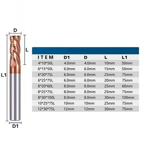 1pcs 4 Flute Roughing End Mill 4-12mm Diameters Carbide Roughing Milling Cutter HRC55 CNC Router Bit for Metal Threading Milling(8x35x100L) in Saudi Arabia