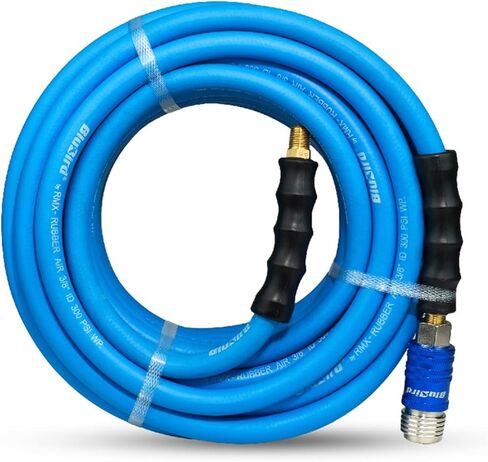 خرطوم هواء مطاطي من بلو بيرد 3/8 بوصة × 50 بوصة - 3/8 بوصة ذكر-NPT، 300 رطل لكل بوصة مربعة، EPDM مع وصلة توصيل عالمية 5 في 1 in Saudi Arabia