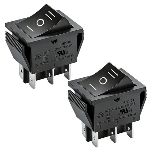 مفتاح الروك ON-OFF-ON DPDT 6 محطات 16A 250VAC أسود 2 حزمة in Saudi Arabia
