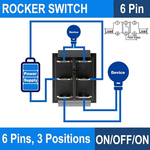 مفتاح الروك ON-OFF-ON DPDT 6 محطات 16A 250VAC أسود 2 حزمة in Saudi Arabia
