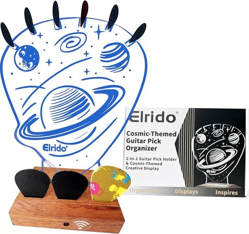 حامل جيتار Elrido بتصميم متوهج ذو طابع كوني، علبة عرض على شكل قلب لتخزين اللقطات، ملحقات جيتار تعمل بمنفذ USB، هدية فريدة للاعبي الجيتار وهواة الجمع وفناني الأداء (أبيض) in Kuwait
