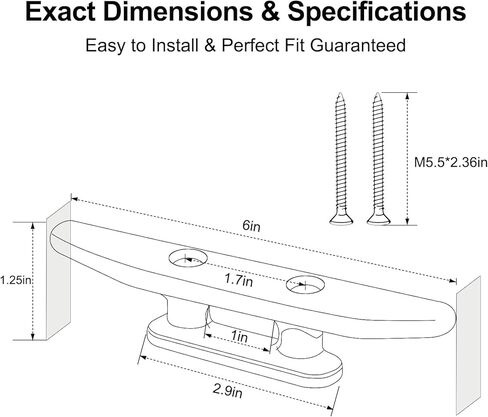 مرابط القارب الأسود مقاس 6 بوصات من النايلون، مرابط بحرية صغيرة، مرابط حبل الكاياك، ربط للقوارب بطول 16-24 قدمًا، ديكور بحري - 4 عبوات (يتضمن برغي 304 SS) in Kuwait