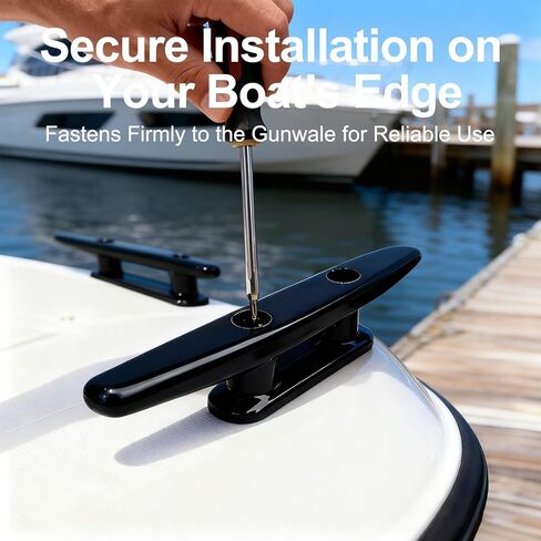 مرابط القارب الأسود مقاس 6 بوصات من النايلون، مرابط بحرية صغيرة، مرابط حبل الكاياك، ربط للقوارب بطول 16-24 قدمًا، ديكور بحري - 4 عبوات (يتضمن برغي 304 SS) in Kuwait