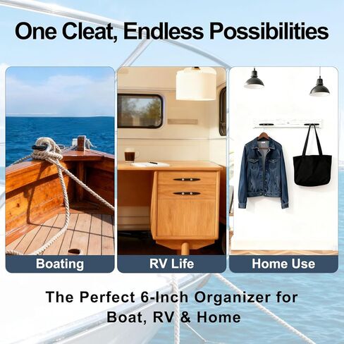 مرابط القارب الأسود مقاس 6 بوصات من النايلون، مرابط بحرية صغيرة، مرابط حبل الكاياك، ربط للقوارب بطول 16-24 قدمًا، ديكور بحري - 4 عبوات (يتضمن برغي 304 SS) in Kuwait