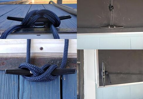 مرابط القارب الأسود مقاس 6 بوصات من النايلون، مرابط بحرية صغيرة، مرابط حبل الكاياك، ربط للقوارب بطول 16-24 قدمًا، ديكور بحري - 4 عبوات (يتضمن برغي 304 SS) in Kuwait