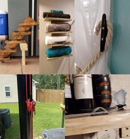 مرابط القارب الأسود مقاس 6 بوصات من النايلون، مرابط بحرية صغيرة، مرابط حبل الكاياك، ربط للقوارب بطول 16-24 قدمًا، ديكور بحري - 4 عبوات (يتضمن برغي 304 SS) in Kuwait