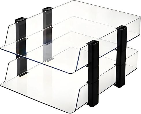 Clear 4-Tier Stackable Paper Tray Organizer for Letter/A4 Files, Desktop Document Sorter, Transparent Office Desk Storage (4 - Tier Clear) in Kuwait