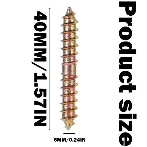 20 قطعة مزدوجة نهاية الخشب أثاث النجارة المسمار وتد ، M6x40mm الأثاث ربط تثبيت مسامير وتد in Kuwait